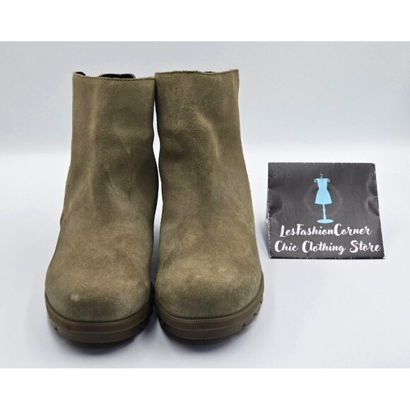Sorel Women's Olive Green Suede Leather Joan of Arctic Chelsea Boots Size 8 2514 - Picture 11 of 16